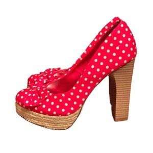 Polka Dot Bow Tie Platform Heels
